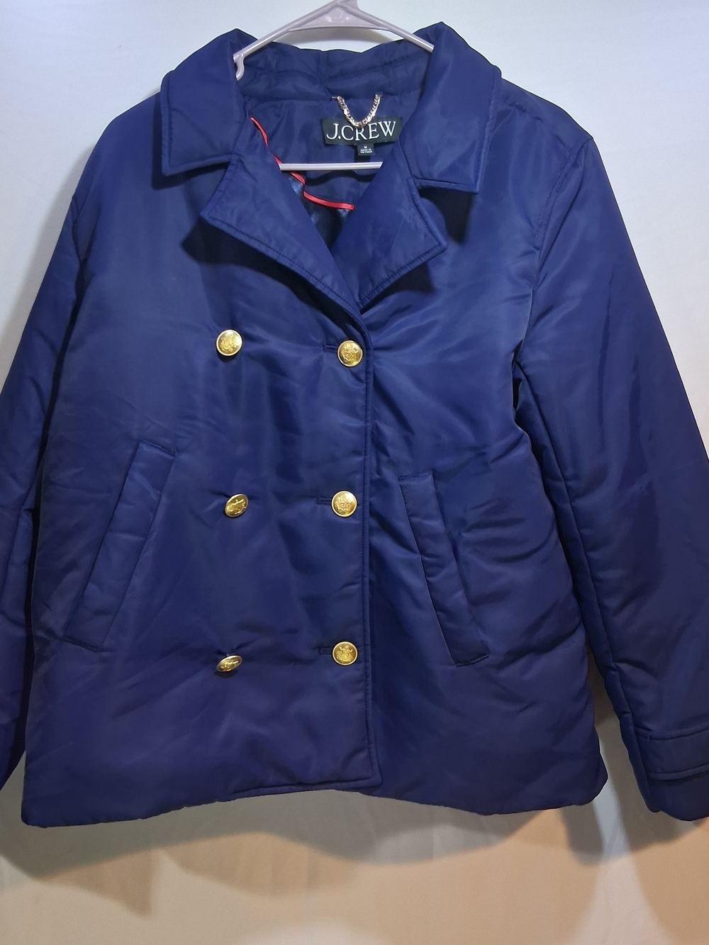 J. Crew Navy Double-Breasted Pea Coat with Gold Buttons